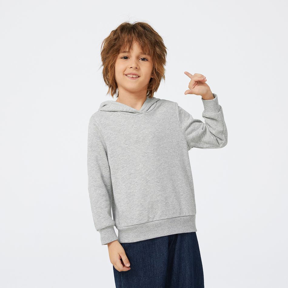 Go-Neat Water Repellent and Stain Resistant Family Matching Solid Hodded Sweatshirts Light Grey big image 9