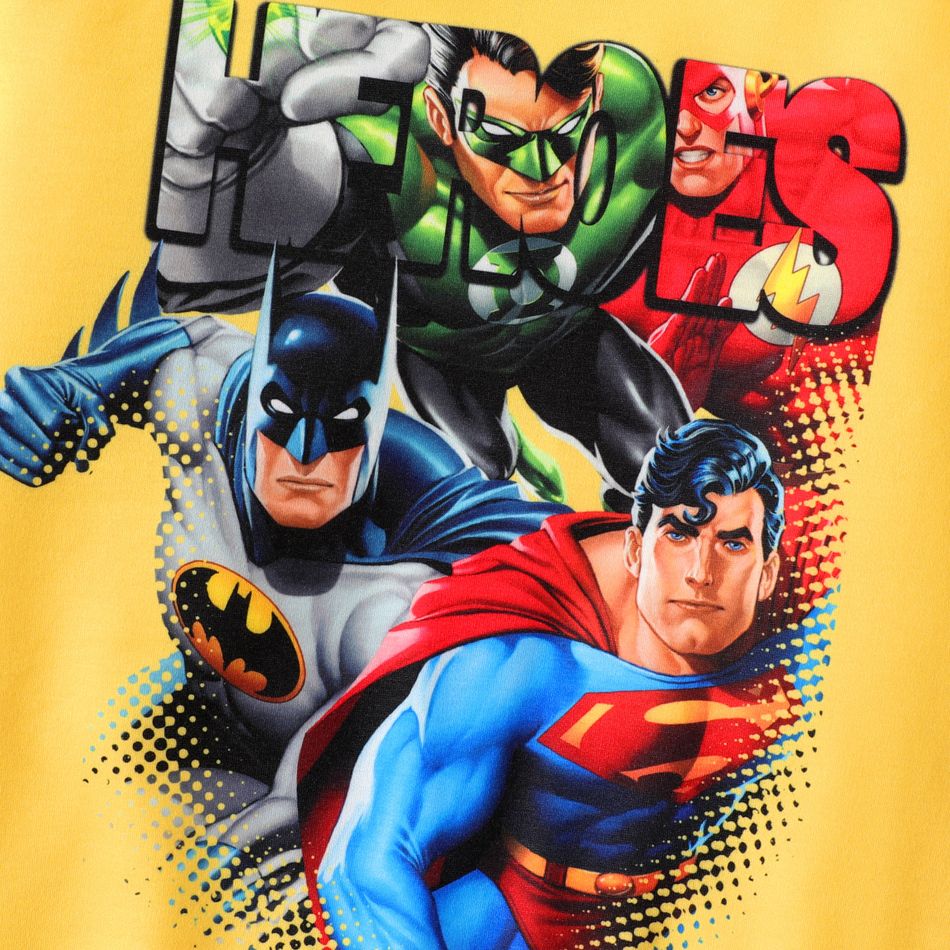 Justice League 2pcs Kid Boy Colorblock Hoodie Sweatshirt and Elasticized Cotton Pants Set Yellow big image 2