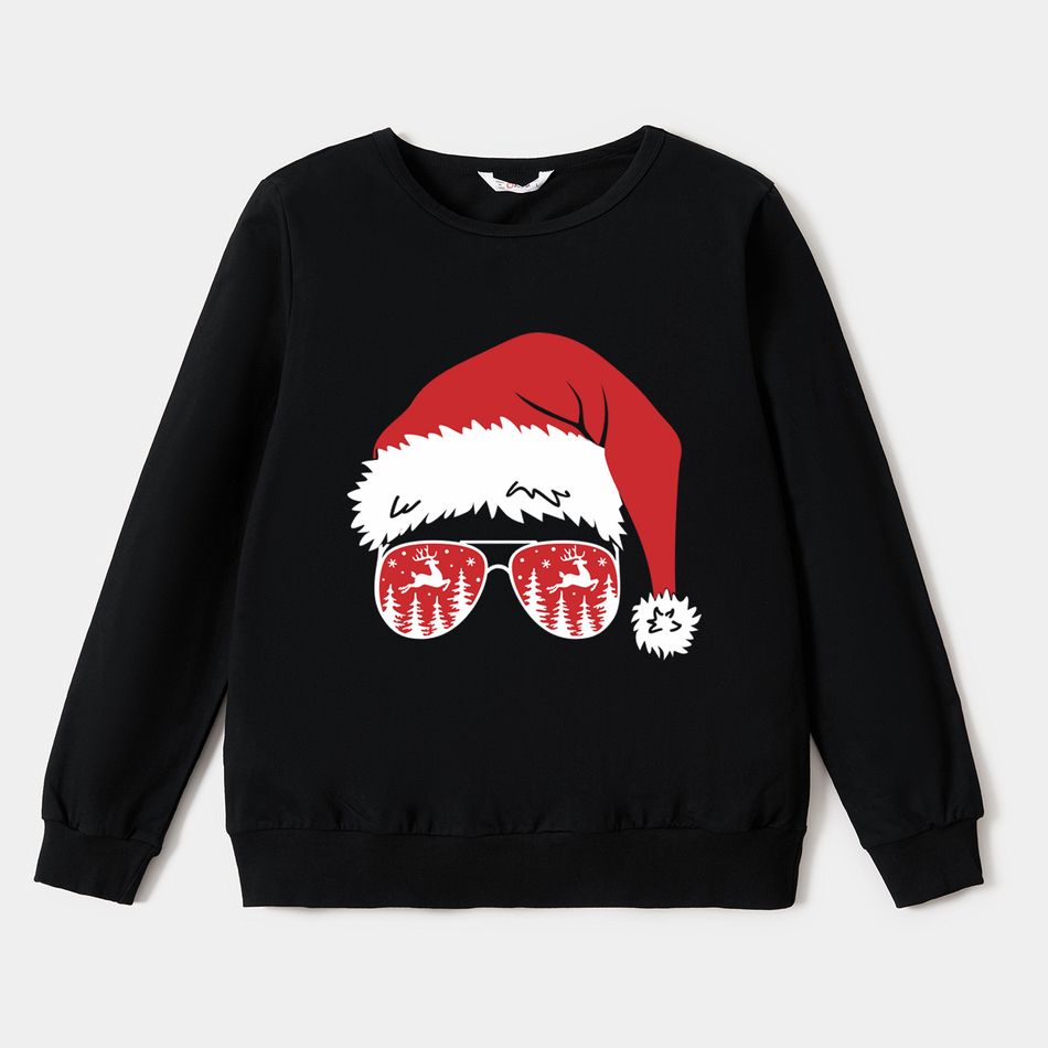 Christmas Family Matching 100% Cotton Long-sleeve Graphic Sweatshirts Black big image 2