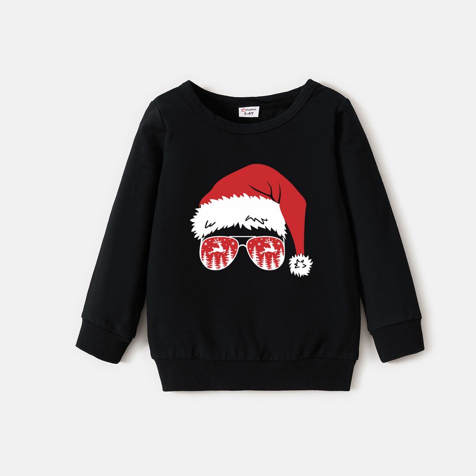 Christmas Family Matching 100% Cotton Long-sleeve Graphic Sweatshirts Black big image 6