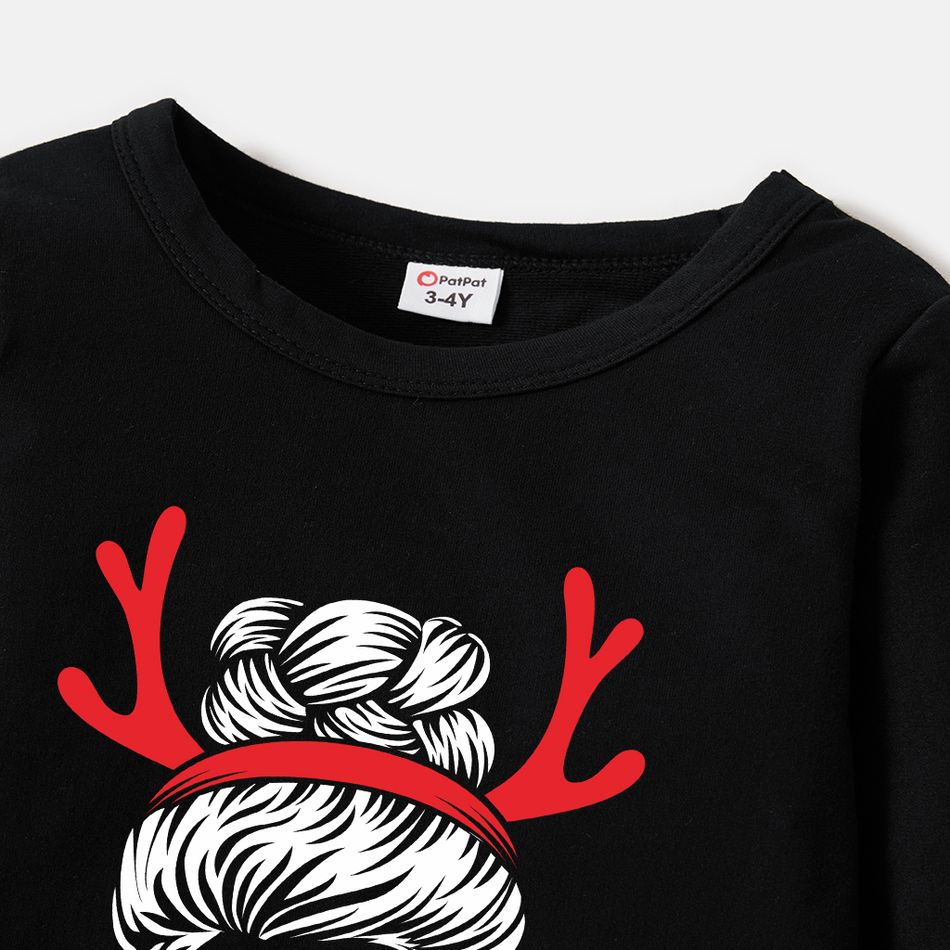 Christmas Family Matching 100% Cotton Long-sleeve Graphic Sweatshirts Black big image 5