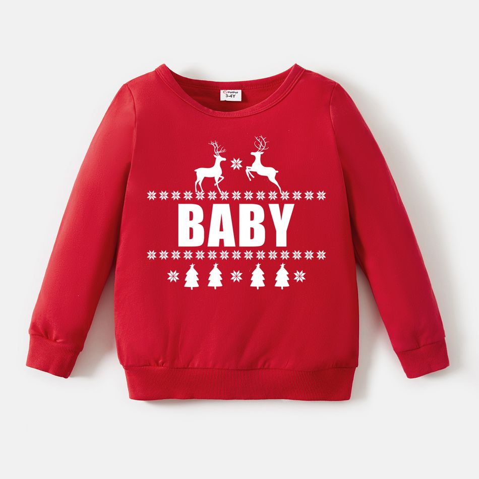 Look de família Natal Manga comprida Conjuntos de roupa para a família Tops Vermelho big image 7
