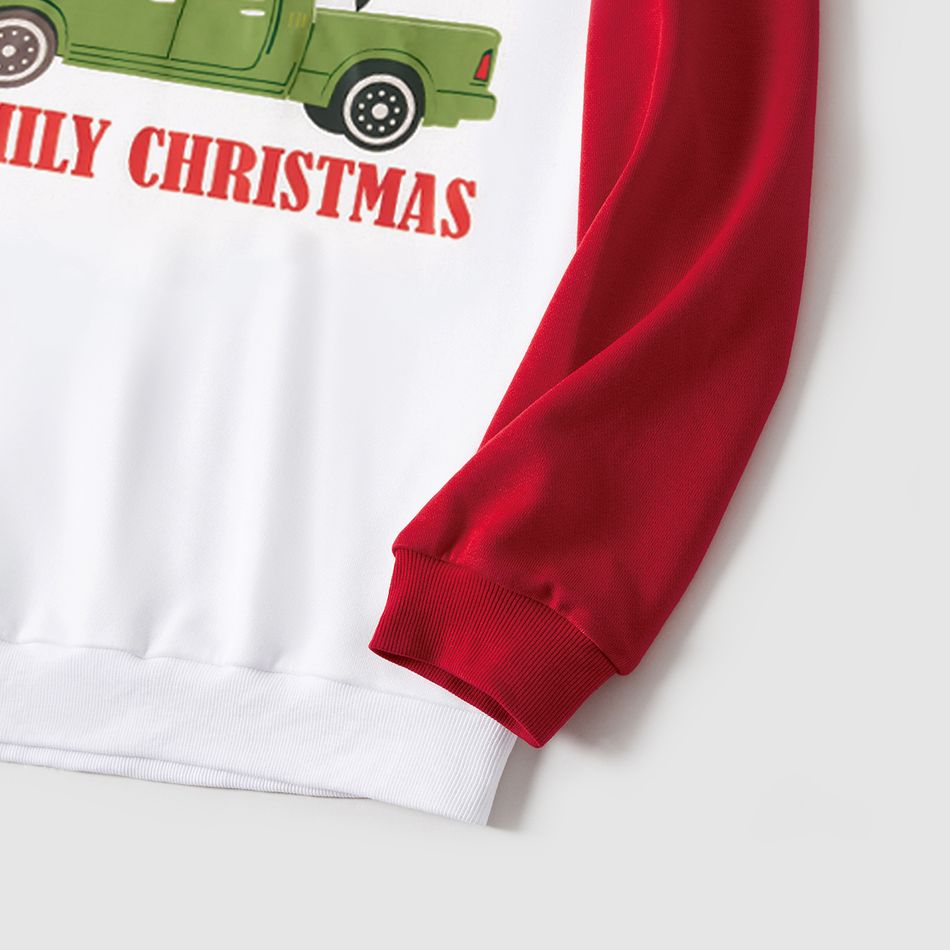 Christmas Family Matching Xmas Car & Letter Print Red Raglan-sleeve Sweatshirts REDWHITE big image 4