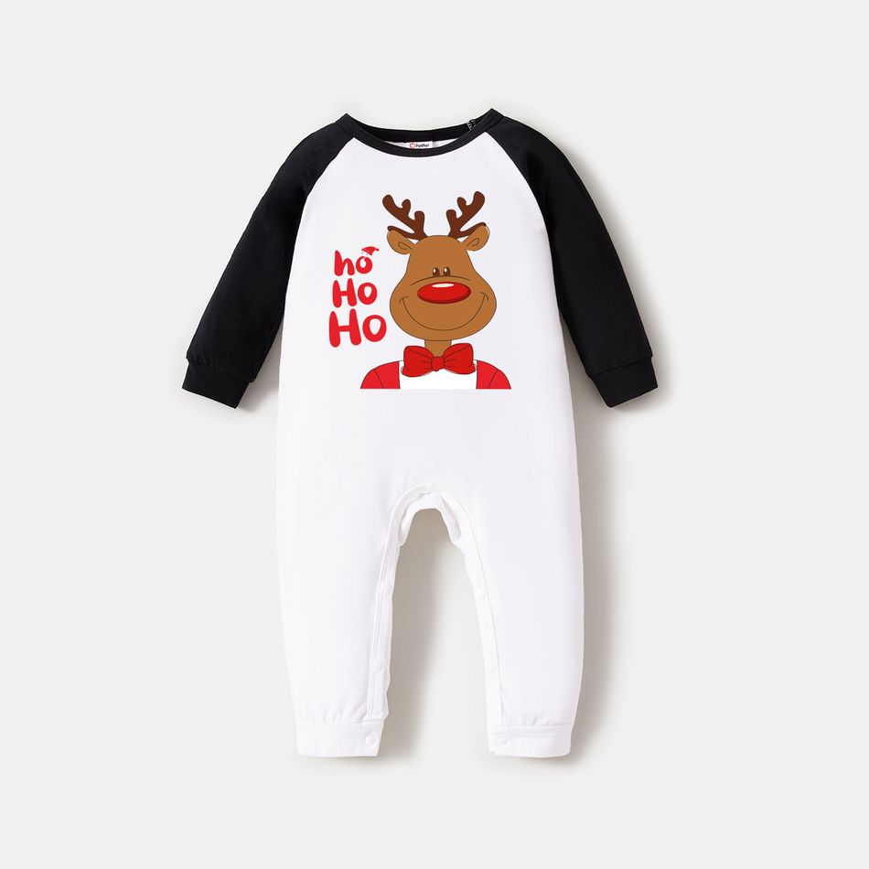 Christmas Family Matching 100% Cotton Deer & Letter Print Long-sleeve Sweatshirts Black big image 7