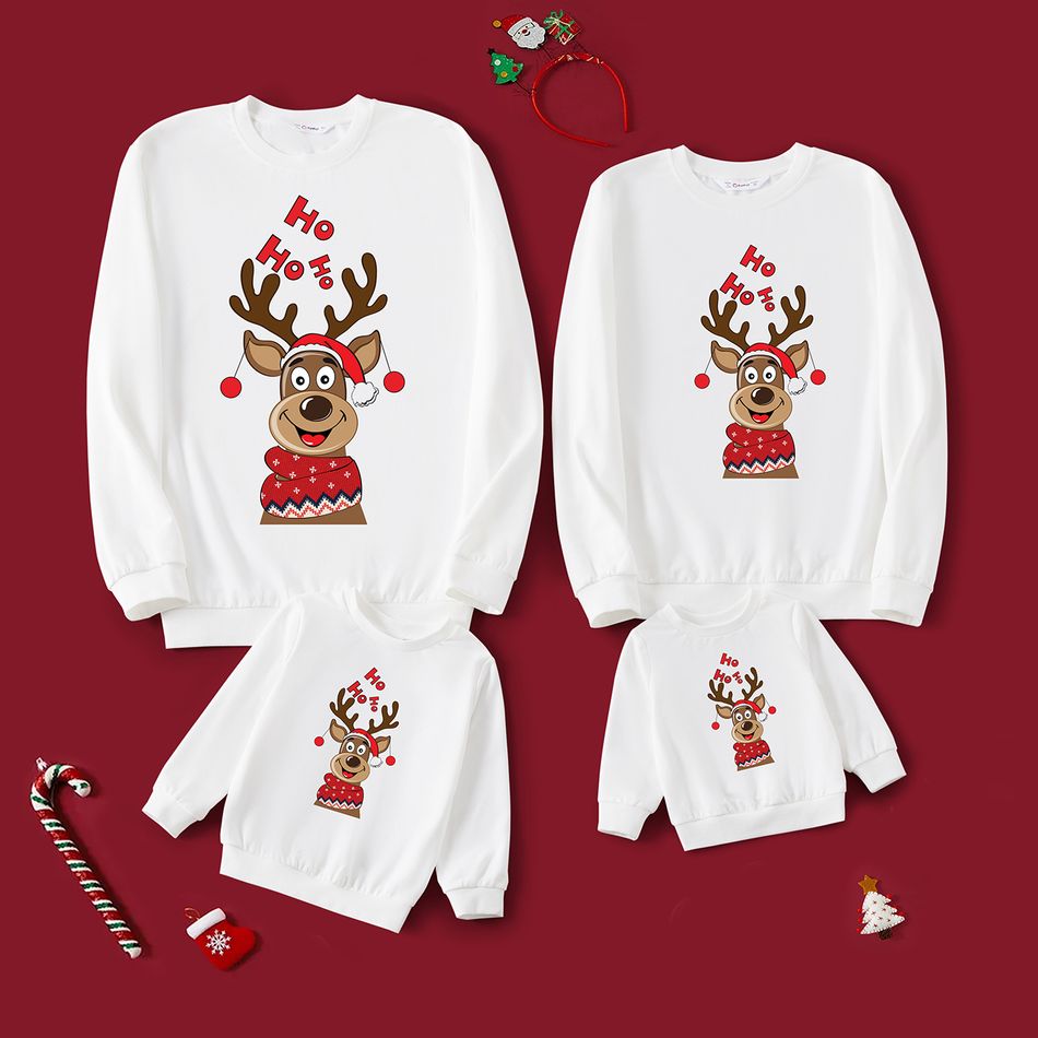 Christmas Family Matching Reindeer Print Long-sleeve Sweatshirts White big image 1