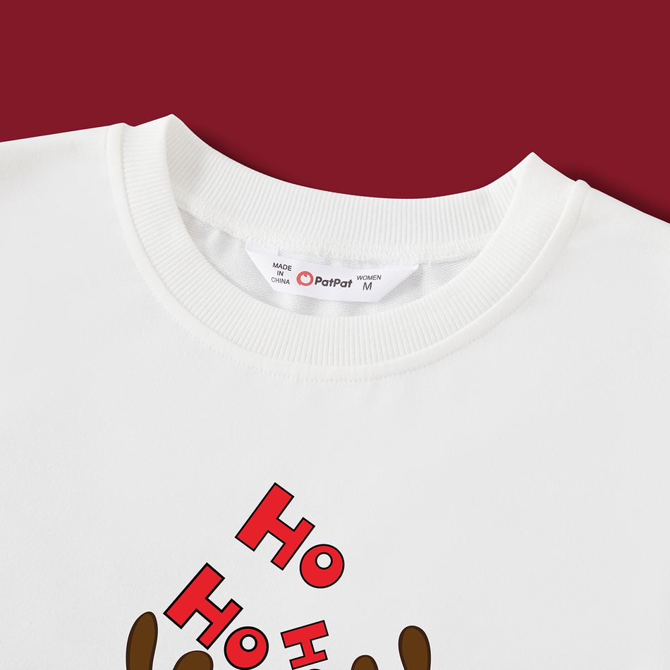 Christmas Family Matching Reindeer Print Long-sleeve Sweatshirts White big image 3