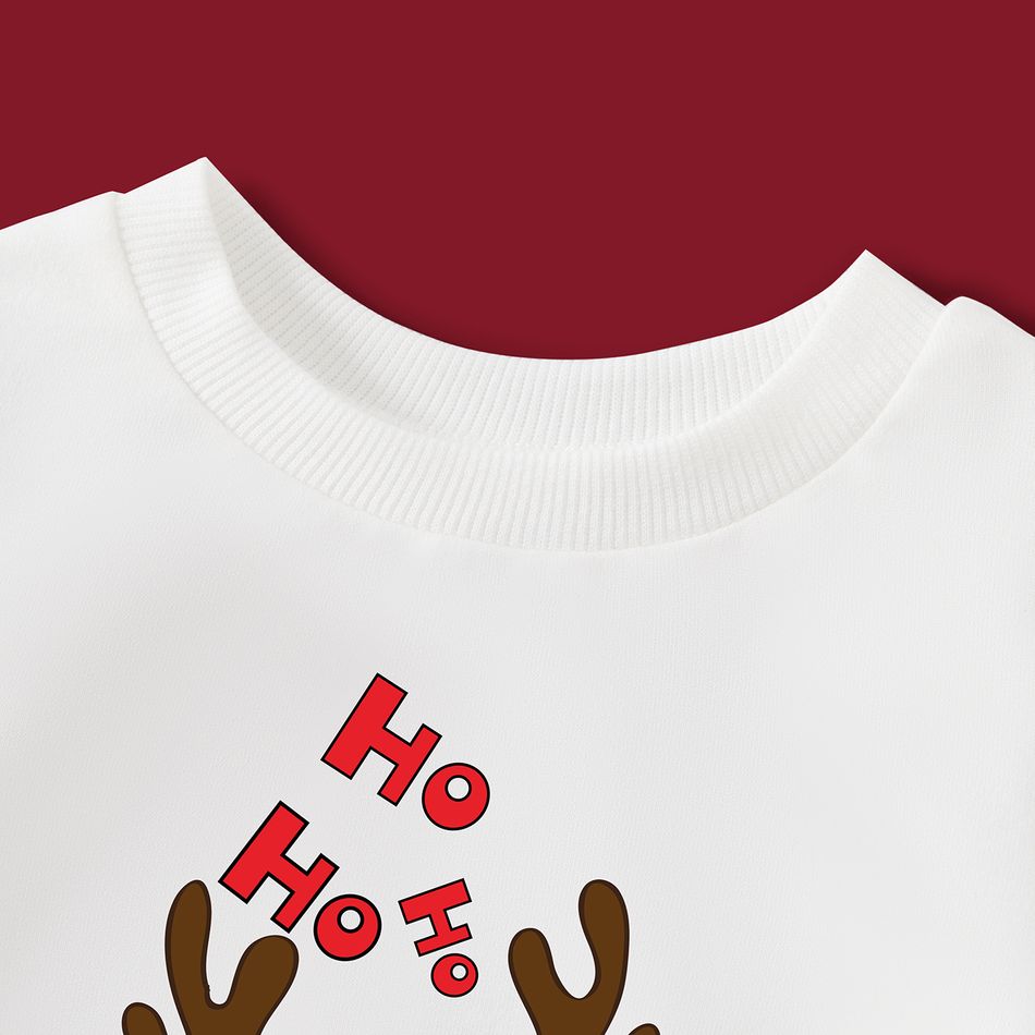 Christmas Family Matching Reindeer Print Long-sleeve Sweatshirts White
