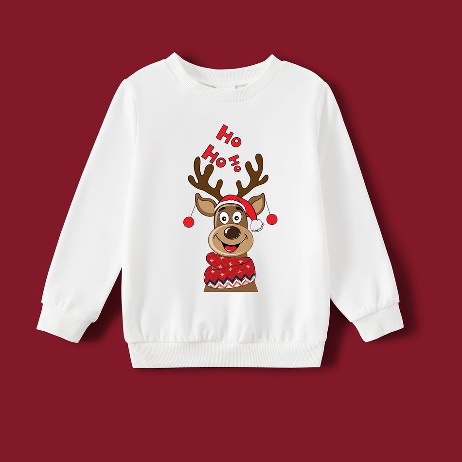 Christmas Family Matching Reindeer Print Long-sleeve Sweatshirts White big image 4