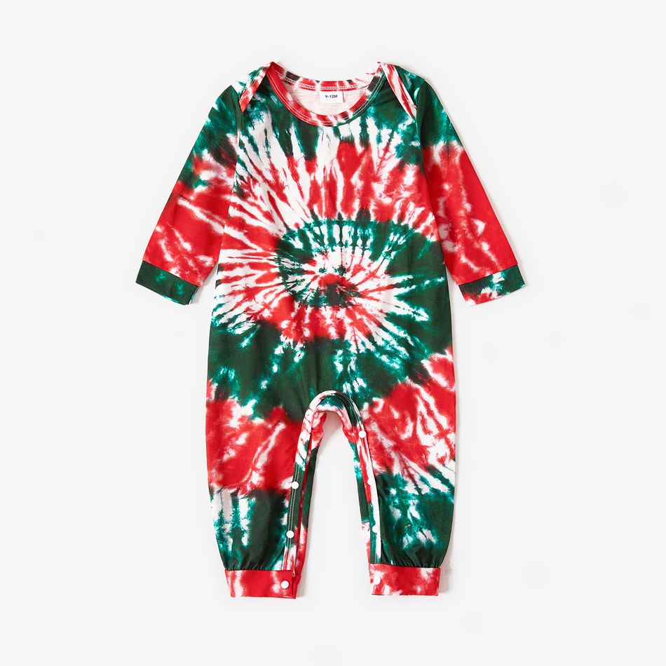 Christmas Family Matching Allover Tie Dye Long-sleeve Pajamas Sets (Flame Resistant) Multi-color big image 7