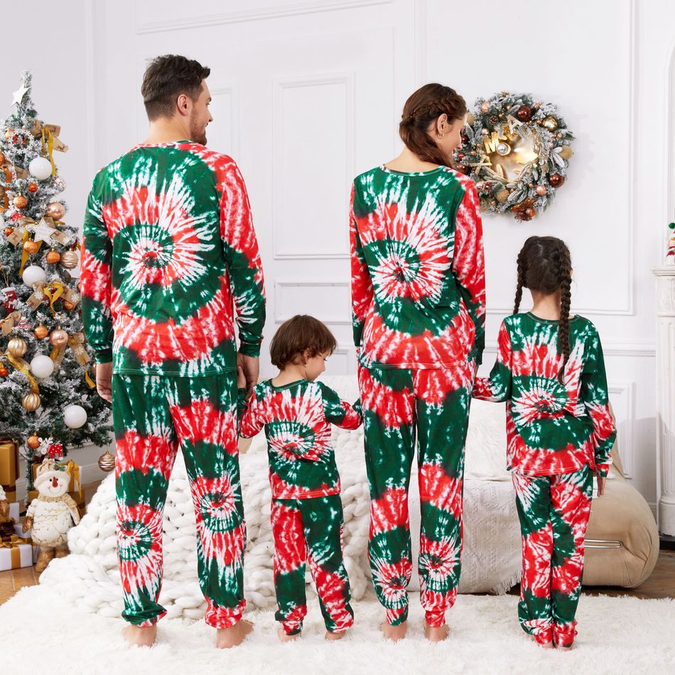 Christmas Family Matching Allover Tie Dye Long-sleeve Pajamas Sets (Flame Resistant) Multi-color big image 5