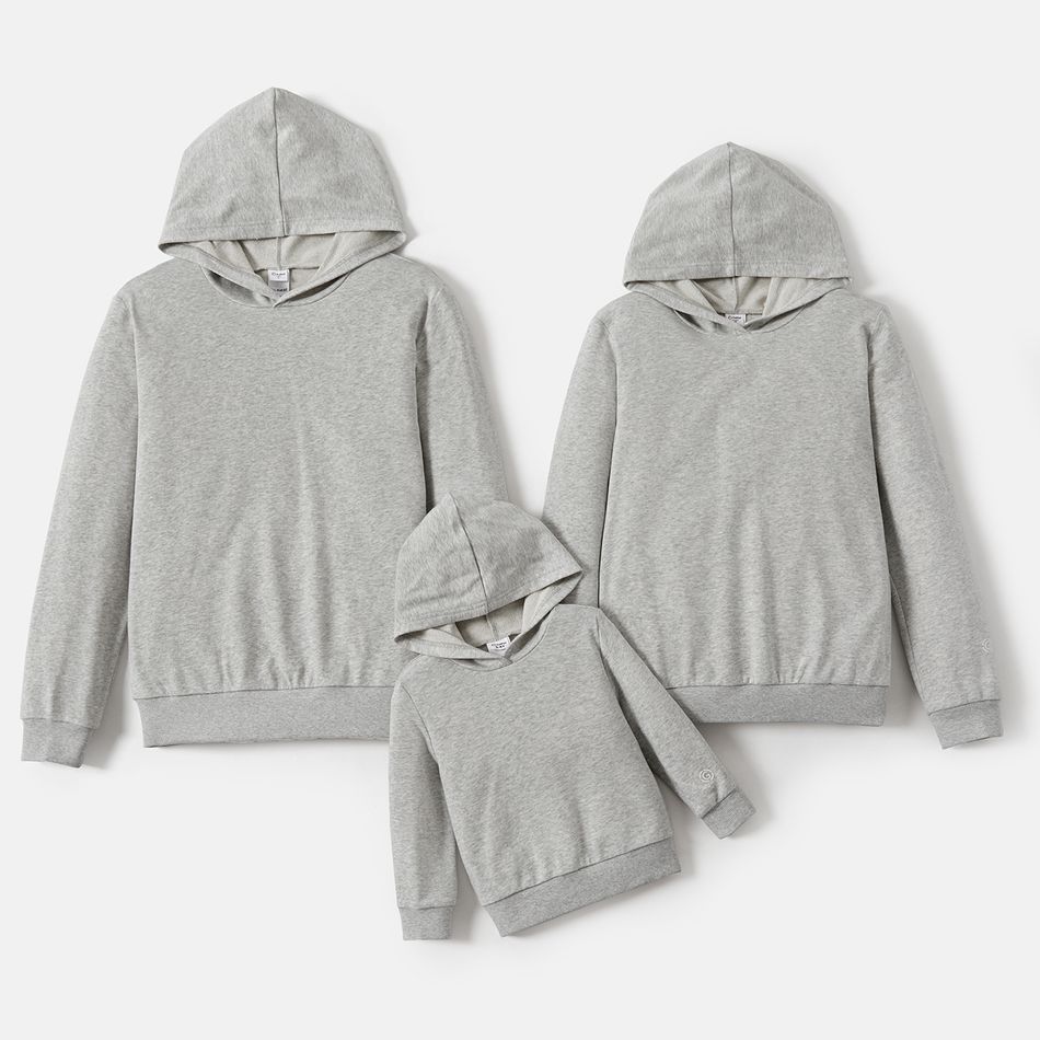 Go-Neat Water Repellent and Stain Resistant Family Matching Solid Hodded Sweatshirts Light Grey big image 13