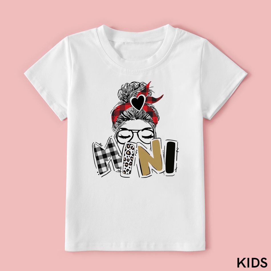 Mommy and Me Cotton Short-sleeve Figure & Letter Print White Tee White big image 4