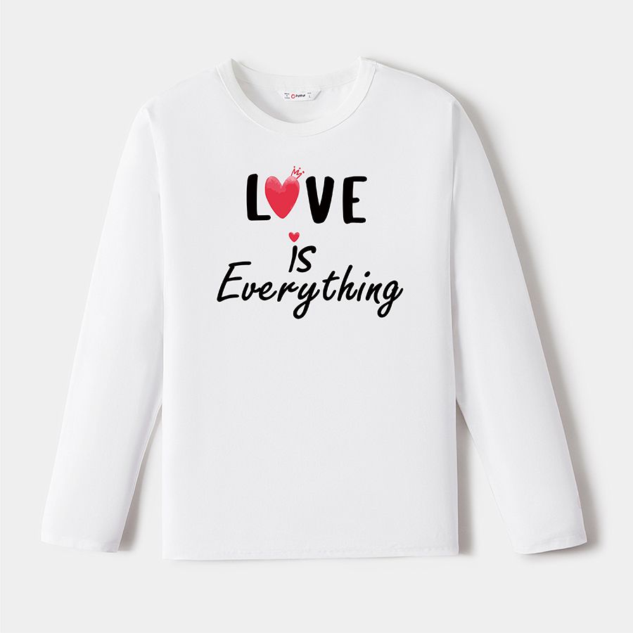 Go-Neat Water Repellent and Stain Resistant Family Matching Heart & Letter Print Long-sleeve Tee White big image 4
