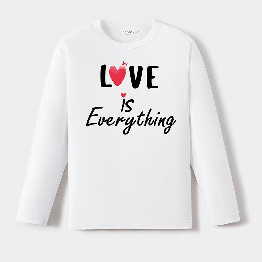 Go-Neat Water Repellent and Stain Resistant Family Matching Heart & Letter Print Long-sleeve Tee White big image 5