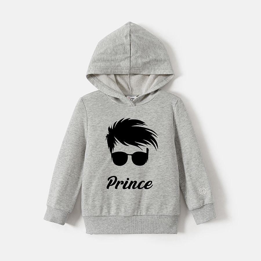 Go-Neat Water Repellent and Stain Resistant Family Matching Figure & Letter Print Grey Long-sleeve Hoodies Grey big image 4