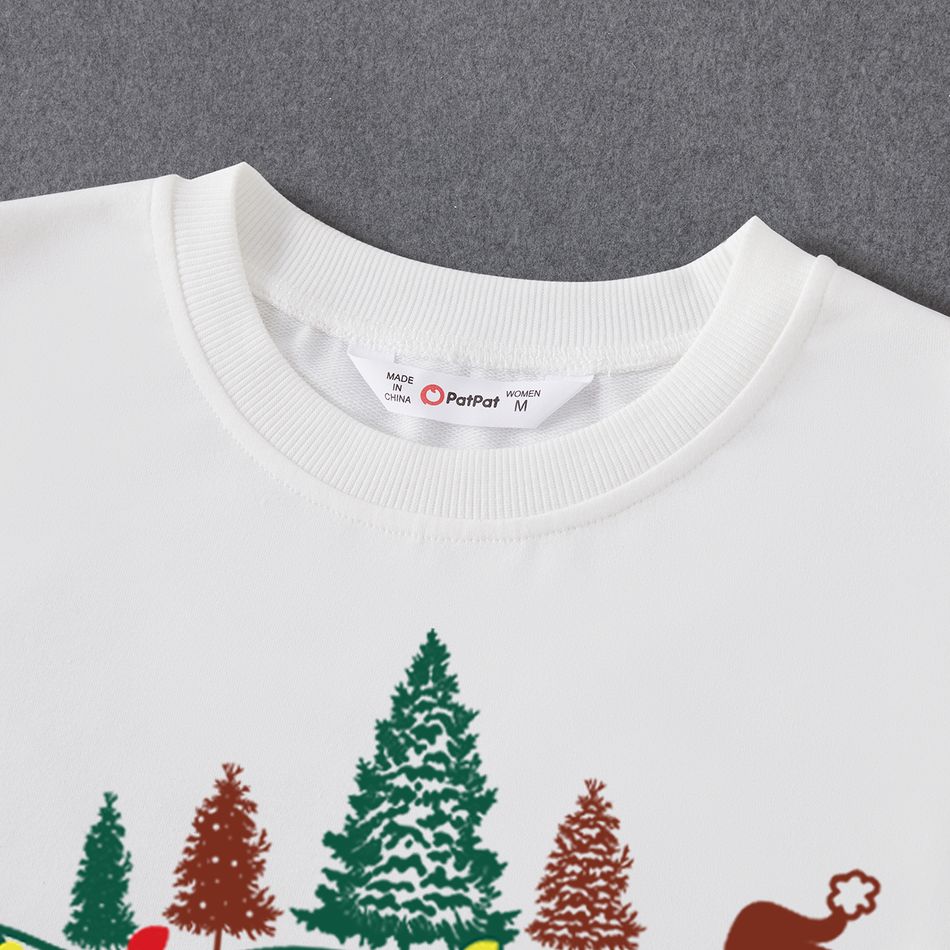 Christmas Family Matching Xmas Tree & Letter Print Long-sleeve Sweatshirts White big image 7