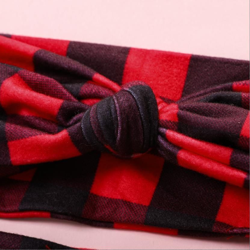 2-pack Buffalo Plaid Bow Headband for Mom and Me Red big image 4