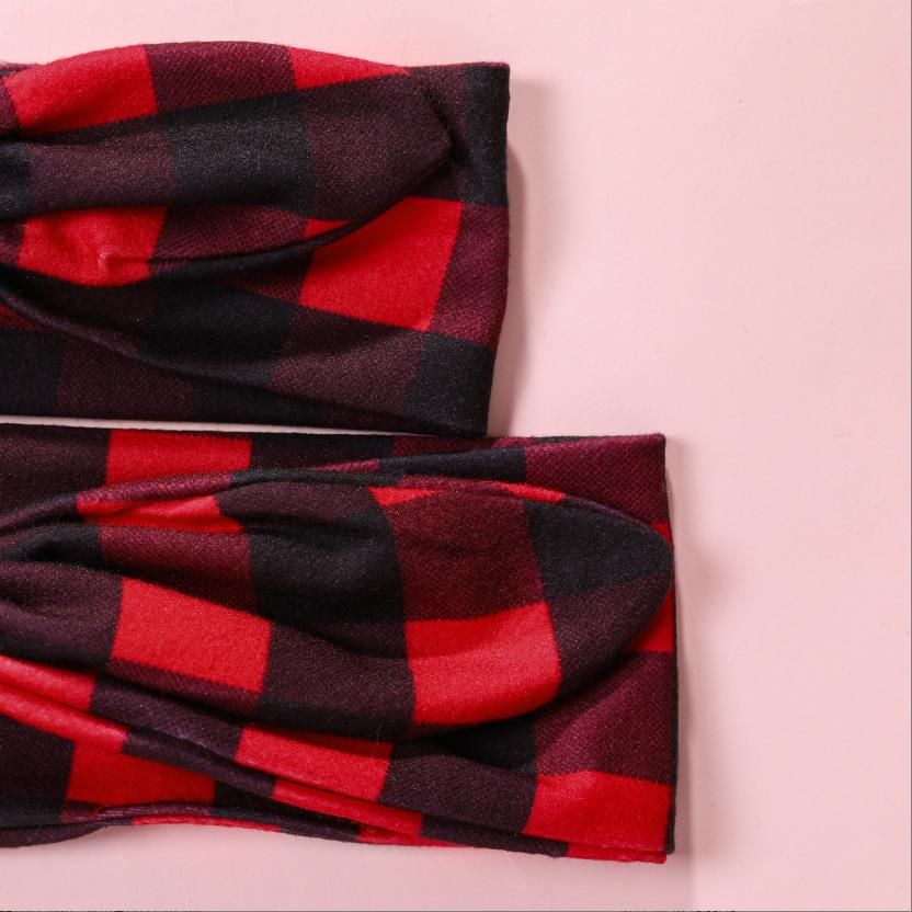 2-pack Buffalo Plaid Bow Headband for Mom and Me Red big image 5