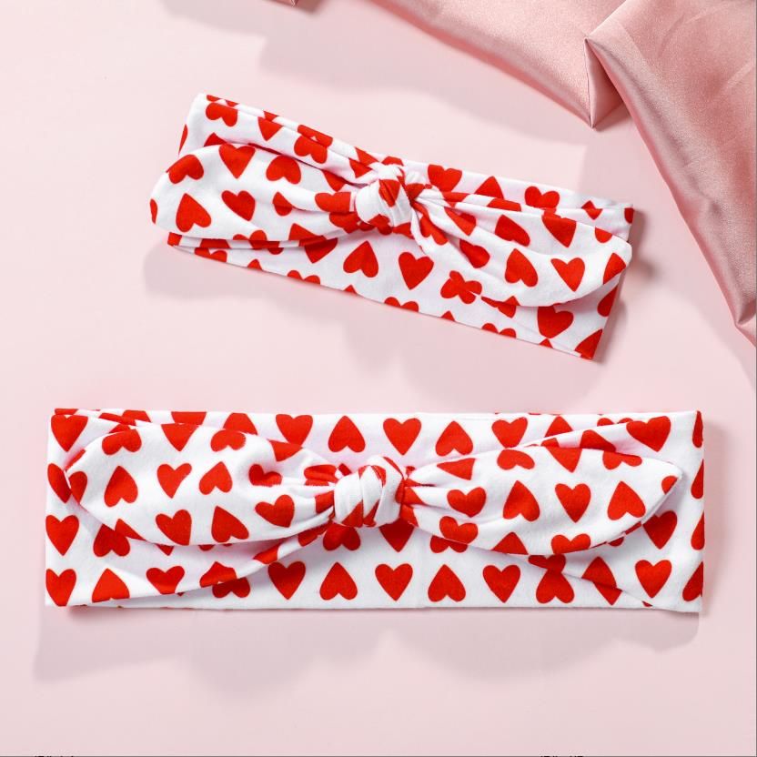 2-pack Heart Print Bow Headband for Mom and Me Red big image 4