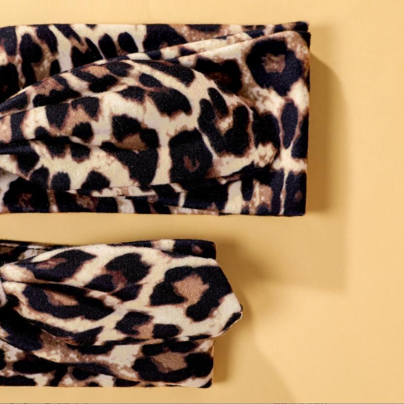 2-pack Leopard Print Bow Headband for Mom and Me Khaki big image 5