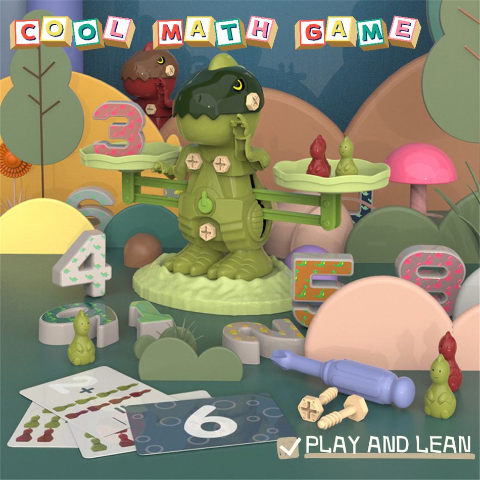 Kindergarten Balance Math Game Dinosaur Balance Scale Digital Number Learning Counting Matching Game Montessori Math Toy Green big image 6