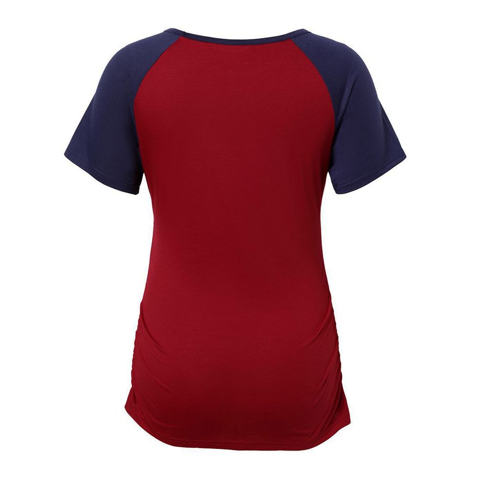 Nursing Two Tone Ruched Side Short-sleeve Top Burgundy big image 4