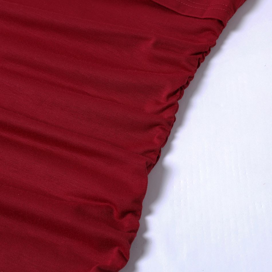 Nursing Two Tone Ruched Side Short-sleeve Top Burgundy big image 5