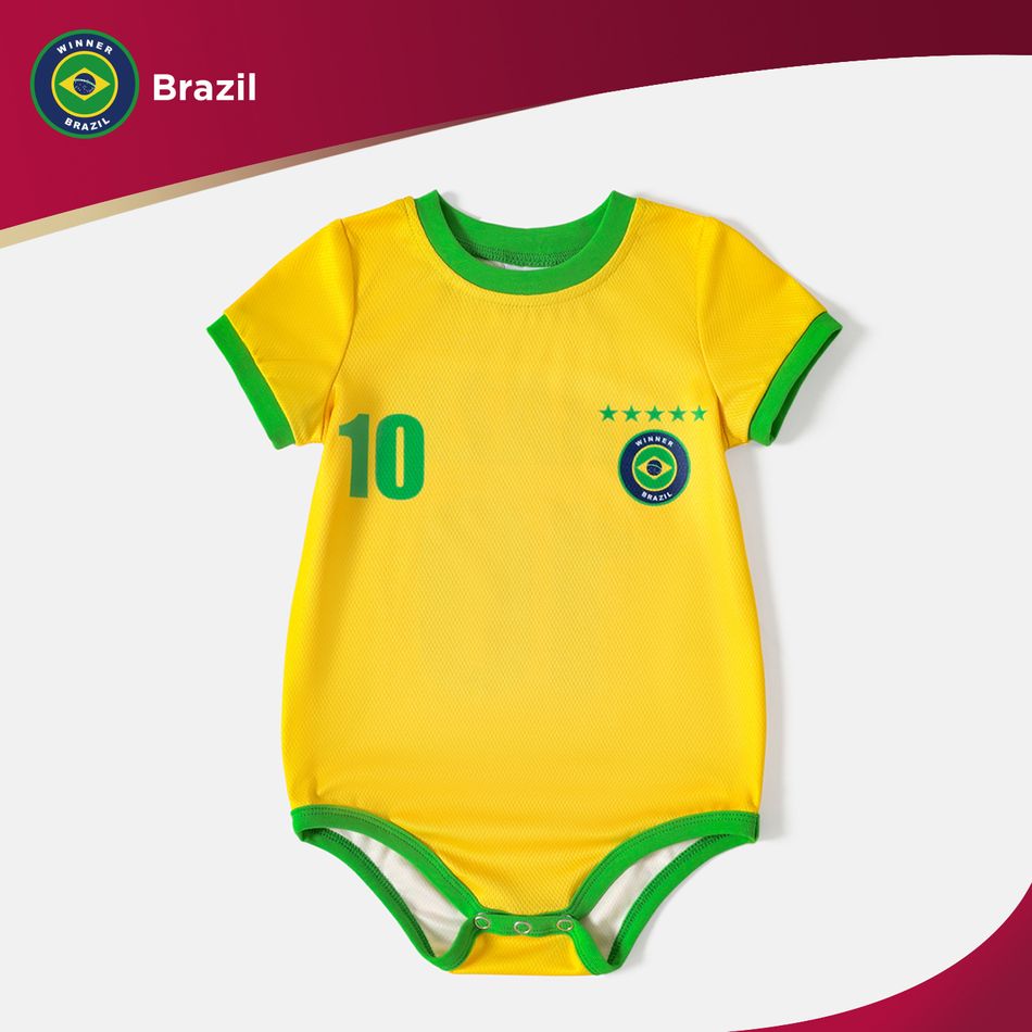 Family Matching Short-sleeve Graphic Yellow Football T-shirts (Brazil) Yellow big image 2