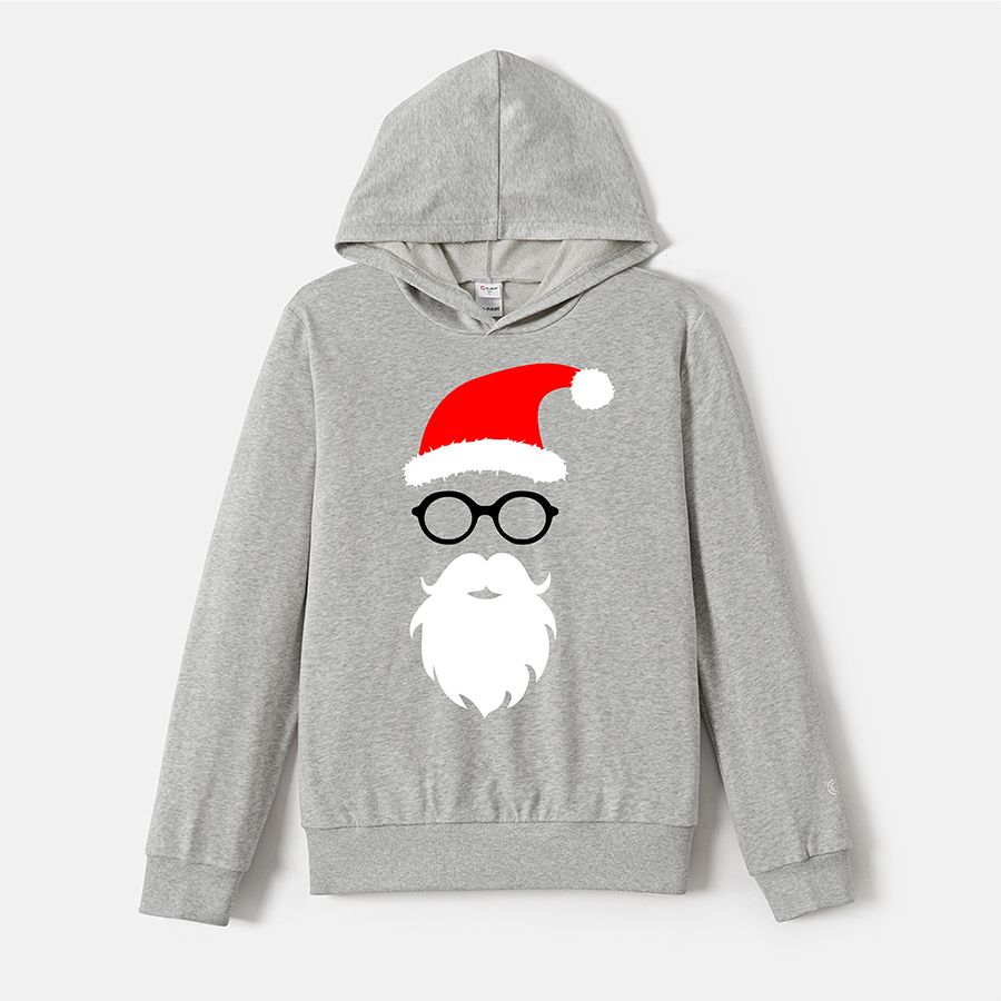 Go-Neat Water Repellent and Stain Resistant Family Matching Christmas Graphic Grey Long-sleeve Hoodies Light Grey big image 3