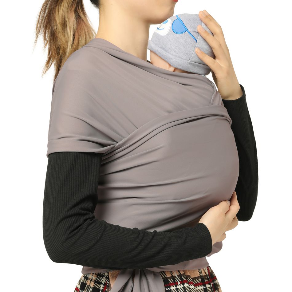 Baby Wrap Carrier, Breathable Stretchy Infant Sling Hands-Free Baby Carrier Sling Perfect for Newborn Babies Dark Grey big image 7