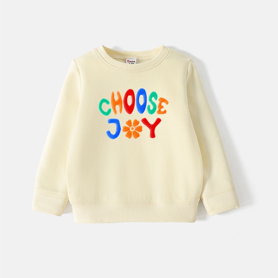 Go-Neat Water Repellent and Stain Resistant Sibling Matching Colorful Letter Print Long-sleeve Sweatshirts Beige big image 1