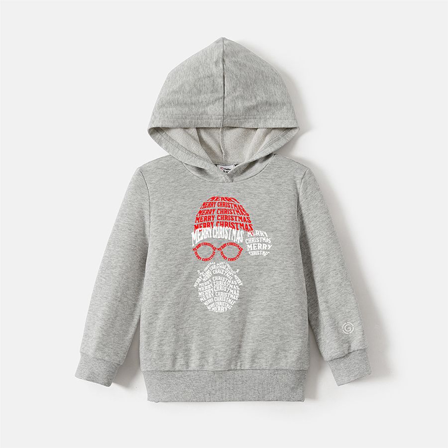 Go-Neat Water Repellent and Stain Resistant Daddy and Me Christmas Santa Print Grey Long-sleeve Hoodies Light Grey big image 4
