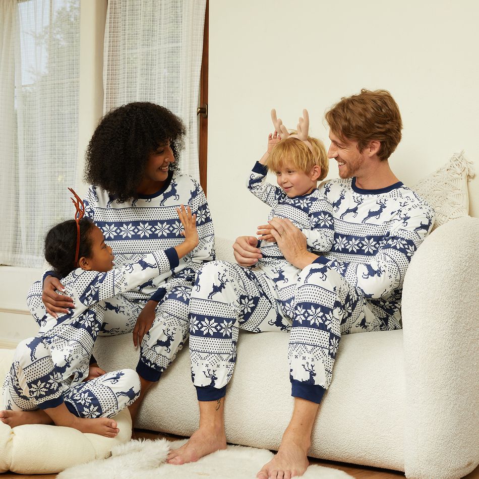 Natal Look de família Manga comprida Conjuntos de roupa para a família Pijamas (Flame Resistant) Azul big image 7
