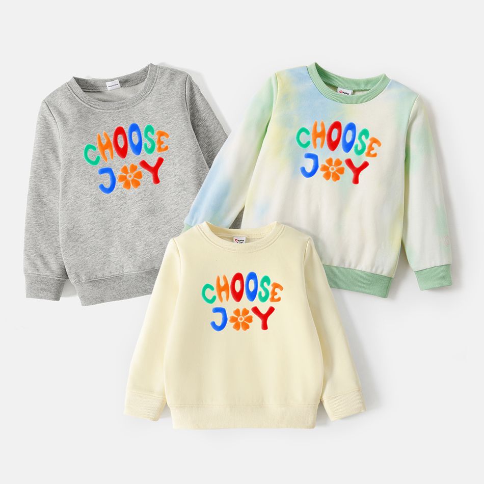 Go-Neat Water Repellent and Stain Resistant Sibling Matching Colorful Letter Print Long-sleeve Sweatshirts Beige big image 3