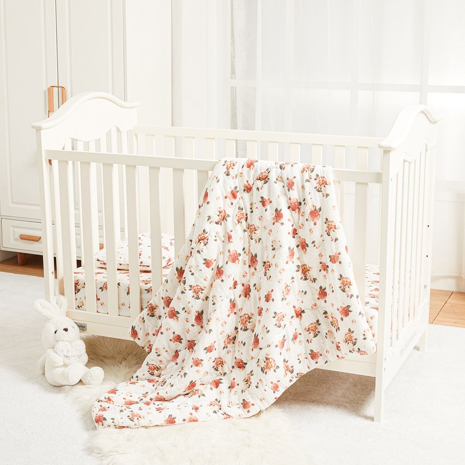 Couette épaisse 100% mousseline de coton à motif floral pour bébé Multicolore big image 2