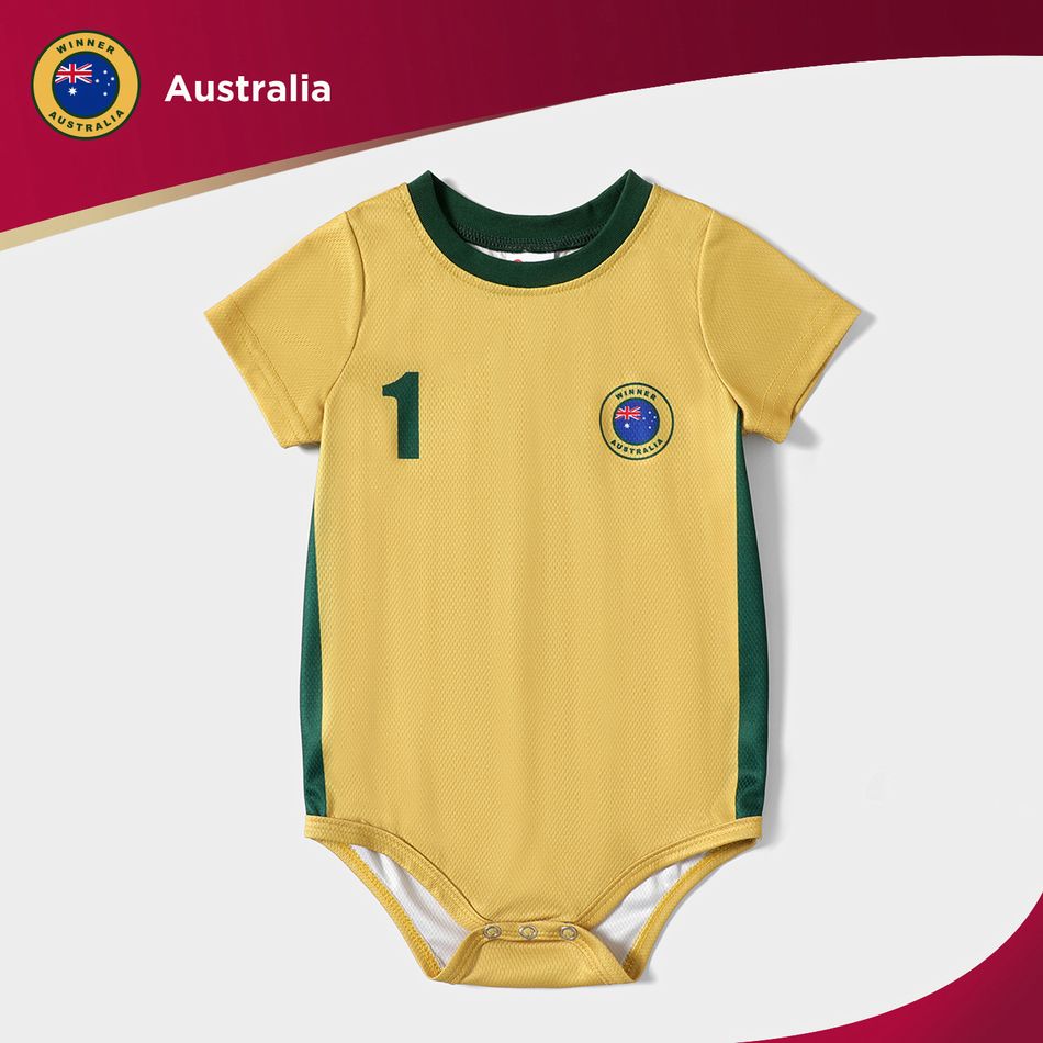 Family Matching Yellow Short-sleeve Graphic Football T-shirts (Australia) Yellow big image 2