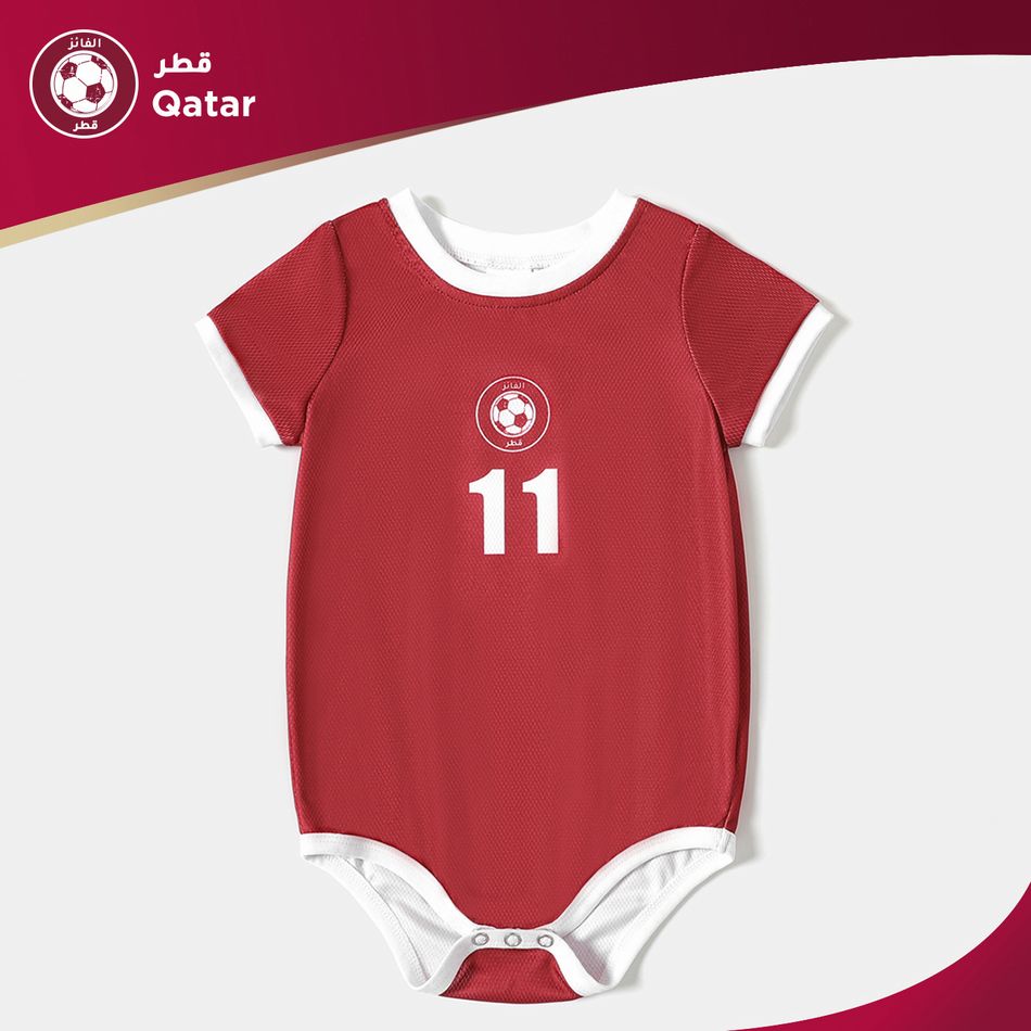 Family Matching Short-sleeve Graphic Red Football T-shirts (Qatar) Red big image 10