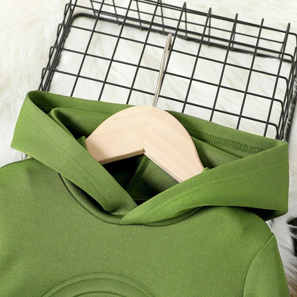 2pcs Baby Boy Long-sleeve Graphic Hoodie and Sweatpants Set Army green big image 4
