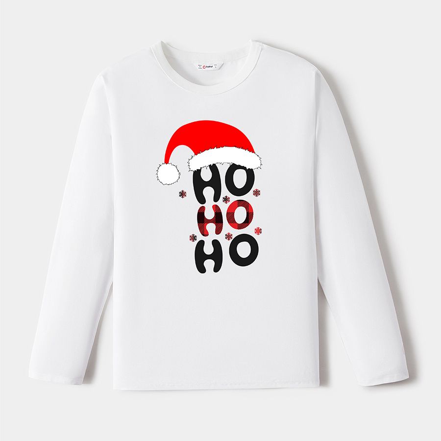 Go-Neat Water Repellent and Stain Resistant Christmas Family Matching Xmas Hat & Letter Print Long-sleeve Tee White big image 4