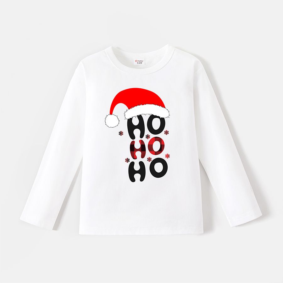 Go-Neat Water Repellent and Stain Resistant Christmas Family Matching Xmas Hat & Letter Print Long-sleeve Tee White big image 5