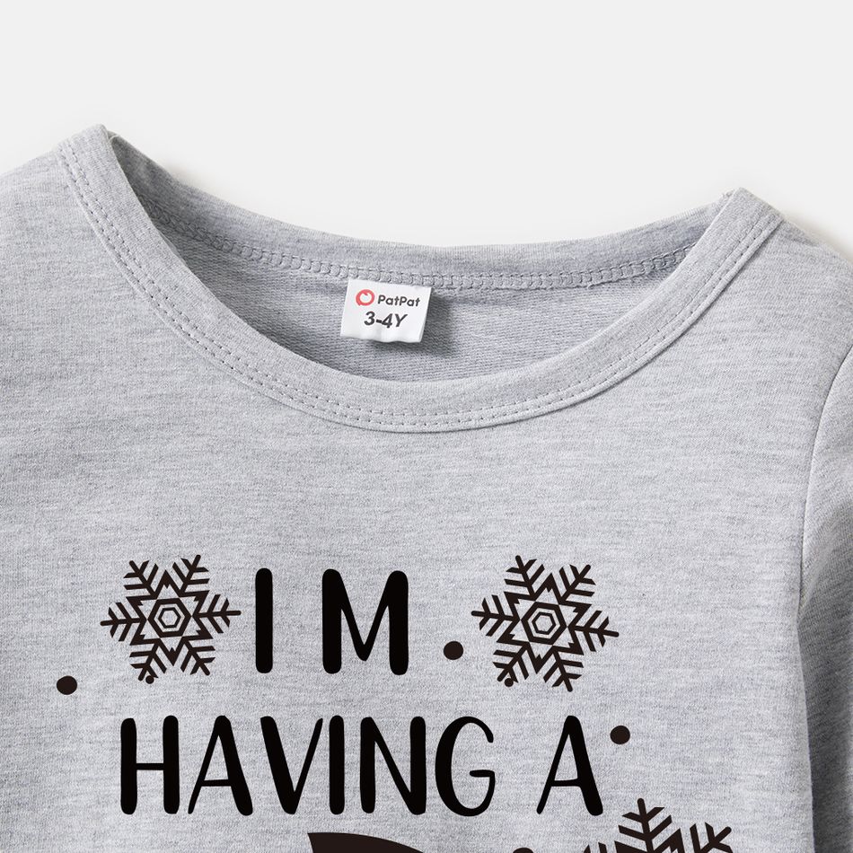 Christmas Family Matching 100% Cotton Snowman & Letter Print Long-sleeve Sweatshirts Grey big image 5
