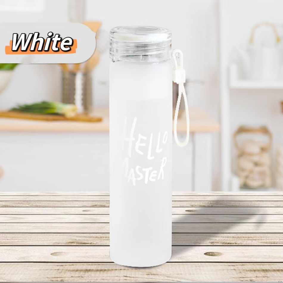 Creative Colorful Gradient Water Bottle Frosted Letter Cup Portable Plastic Water Cup White big image 1