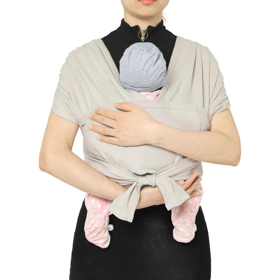 100% Cotton Wrap Baby Carrier Easy to Wear Infant Sling Hands-Free Baby Carrier Sling Perfect for Newborn Babies Grey big image 2