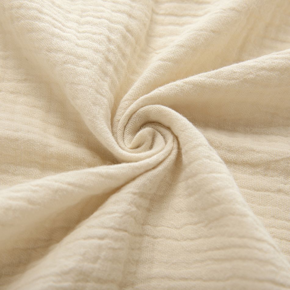 100% Cotton Muslin Baby Gear Includes Bib / Swaddling Blanket / Crib Sheet / Single Layer Quilt / Burp Cloth / Pillow / Washcloth Beige big image 2