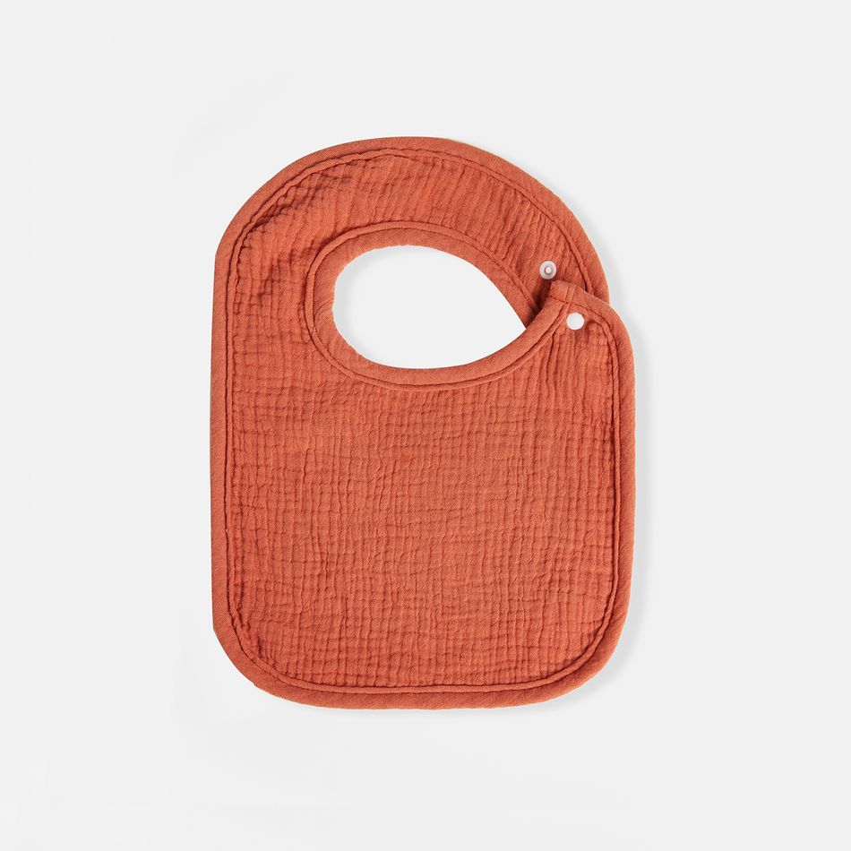 100% Cotton Muslin Baby Gear Includes Bib / Swaddling Blanket / Crib Sheet / Single Layer Quilt / Burp Cloth / Pillow / Washcloth Brick red