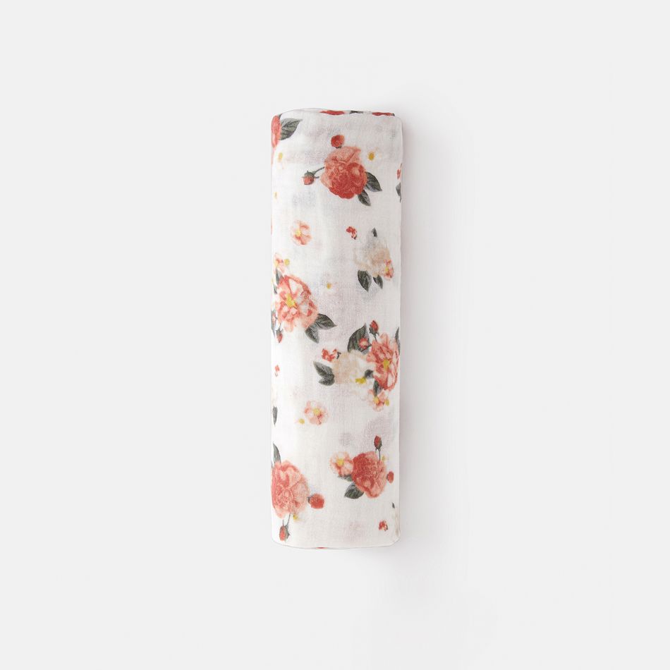 100% Cotton Muslin Baby Floral Pattern Swaddling Blanket Multi-color big image 1