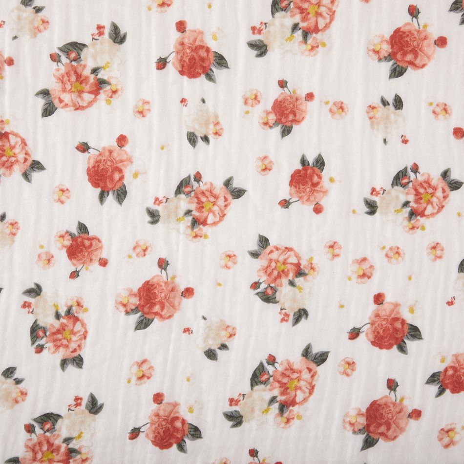 Drap de lit bébé 100% mousseline de coton à motif floral Multicolore big image 7