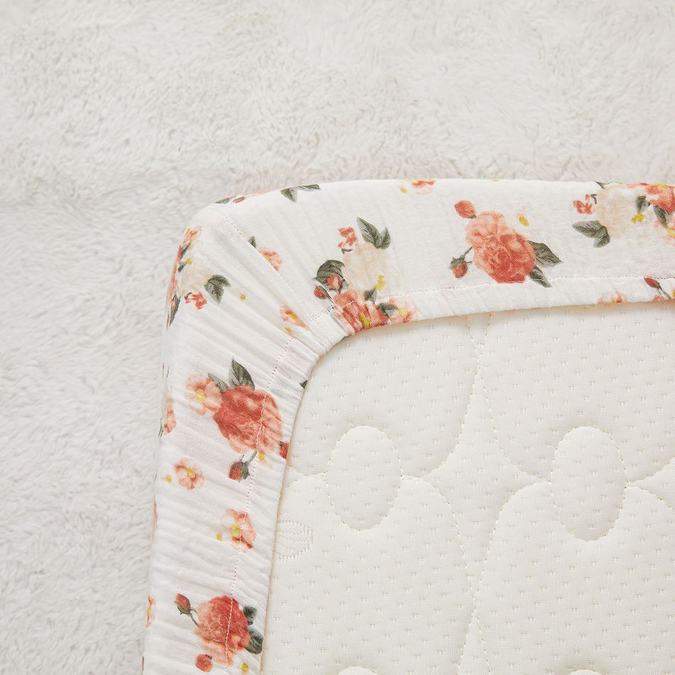 Drap de lit bébé 100% mousseline de coton à motif floral Multicolore big image 6