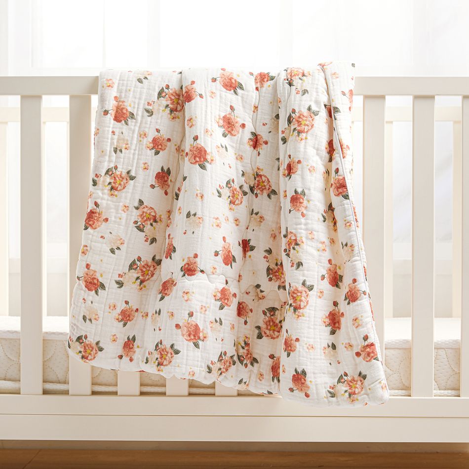 Couette épaisse 100% mousseline de coton à motif floral pour bébé Multicolore big image 3