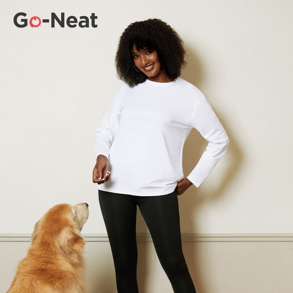 Go-Neat Water Repellent and Stain Resistant Adult Solid Long-sleeve Tee White big image 8